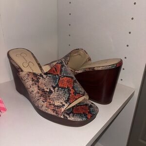 Jessica Simpson Multicolor Snakeskin Wedge Sandals